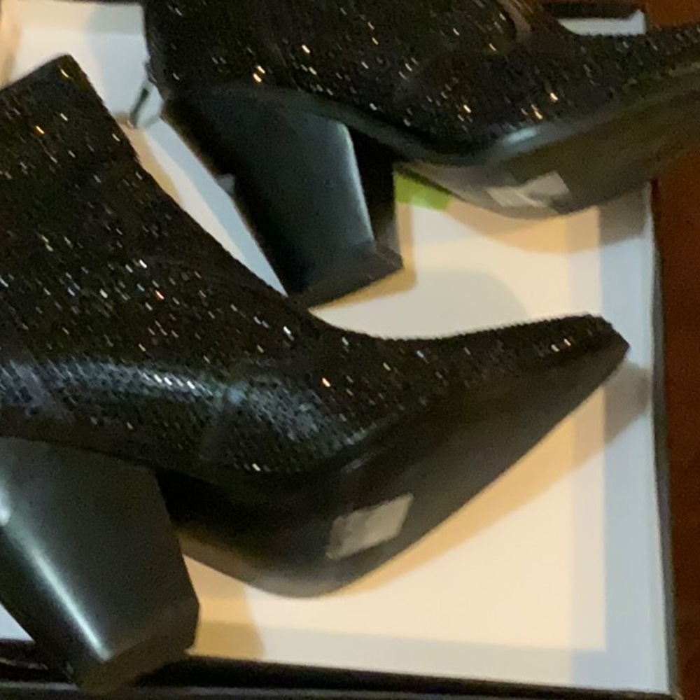 Azalea Wang Sparkling Black Heeled Boots - Picture 3 of 4